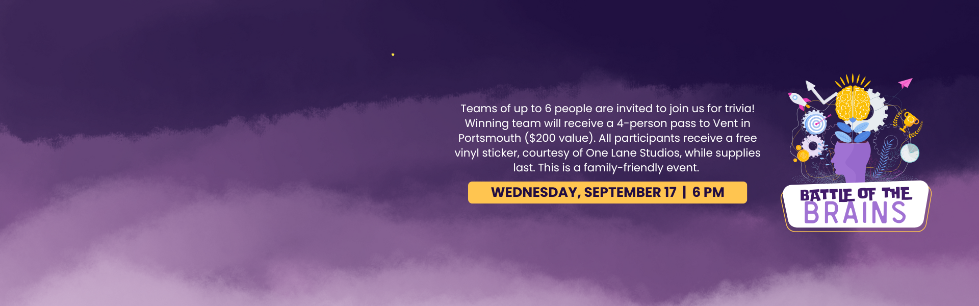 poster showing a brain with information popping out. Event is Wednesday September 17th at 6:00pm.