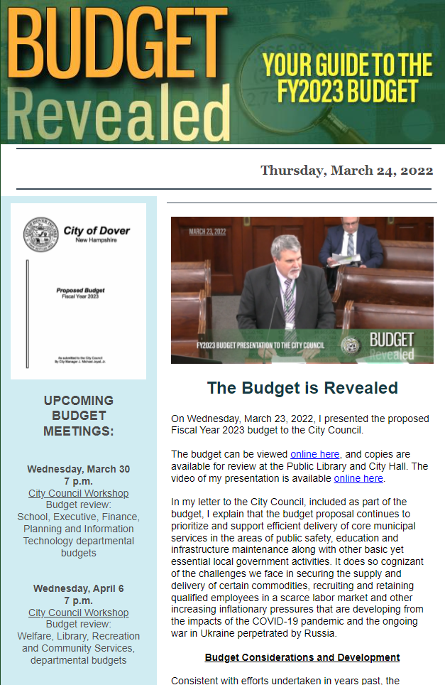 Budget Revealed Newsletter