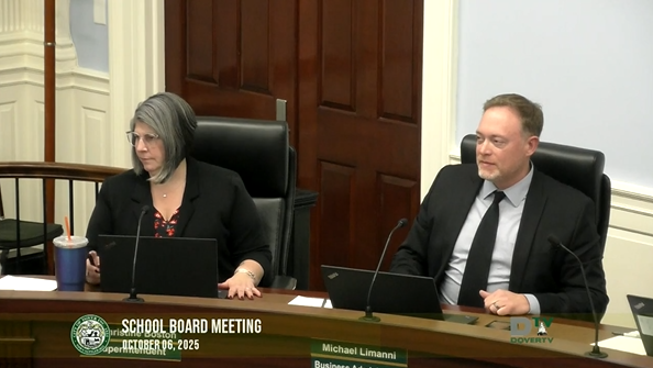 Video screen shot Oct 6 2025 School Board meeting