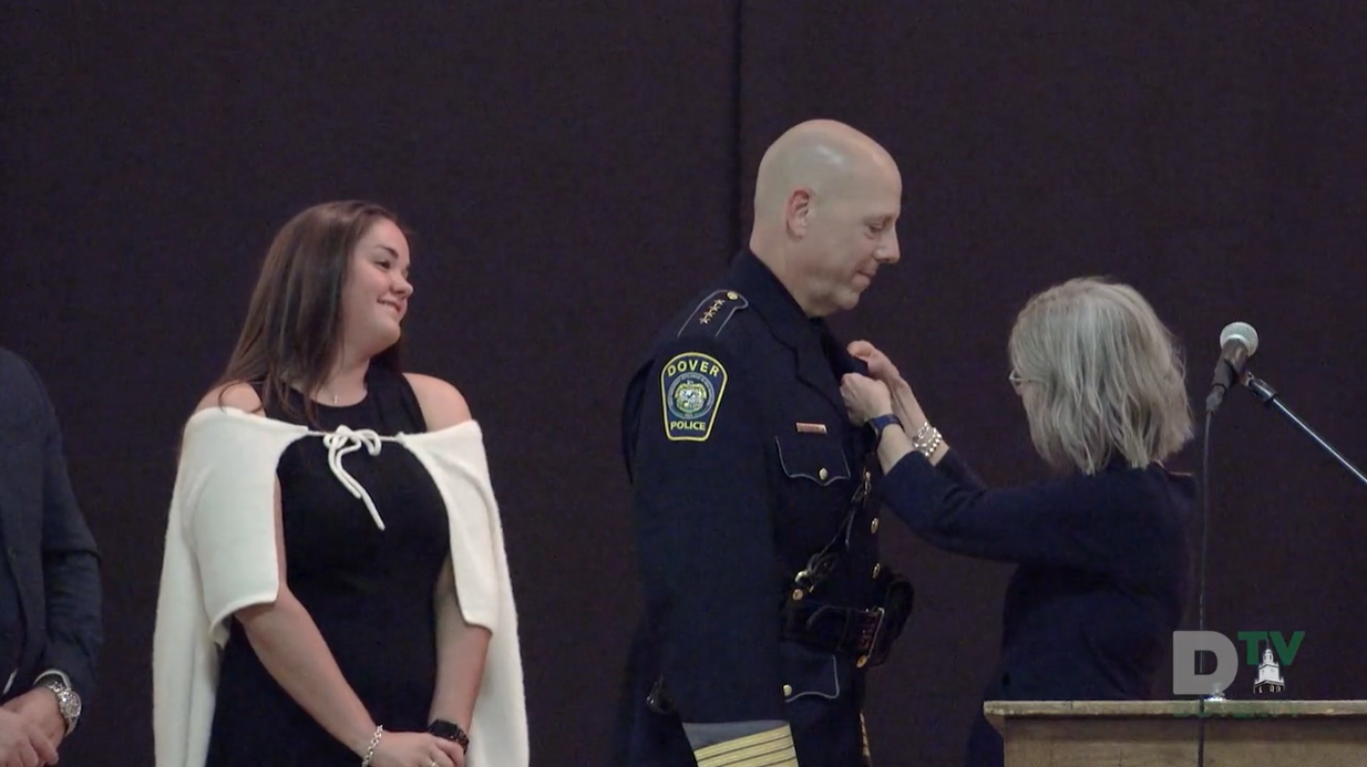 Screenshot of video of Chief Terlemezian swear in ceremony
