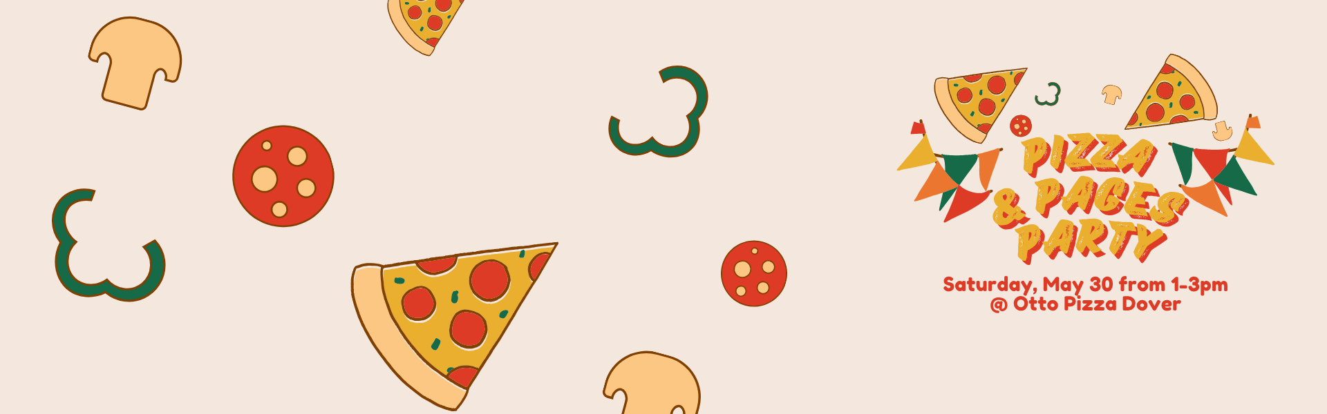 Pizza & Pages Party at Otto Pizza Saturday, May 30 1:00&mdash;3:00 PM