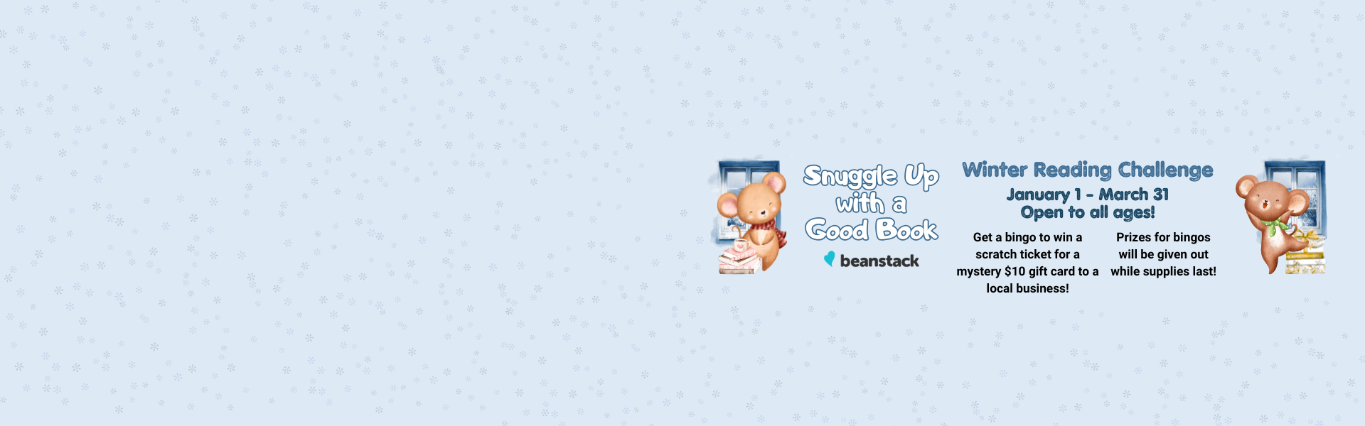 2026 Winter Reading Challenge - Snuggle Up With A Good Book, January 1- March 31, Open to All Ages