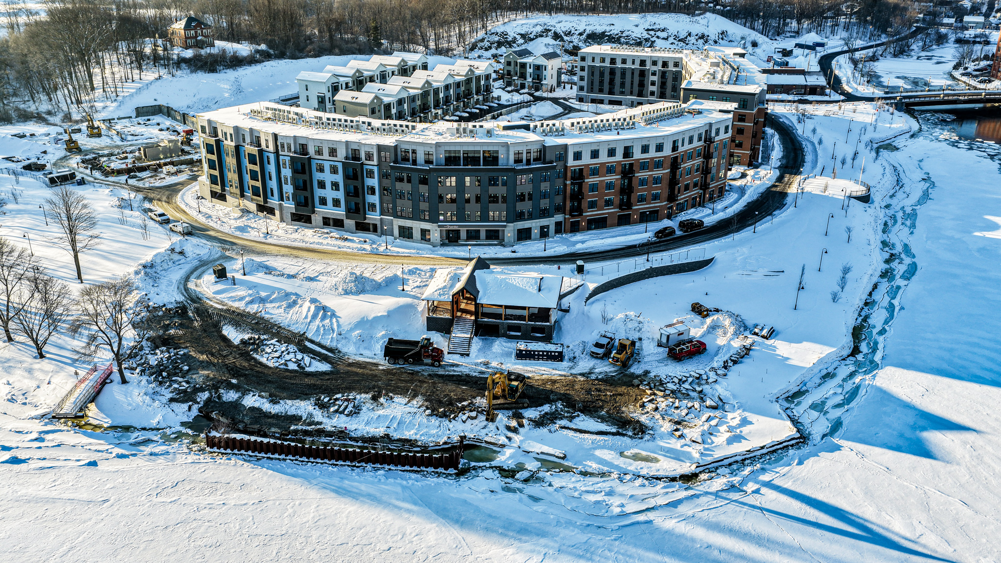 Waterfront, February 26, 2026 The waterfront development site from the north looking south on February 26 2026