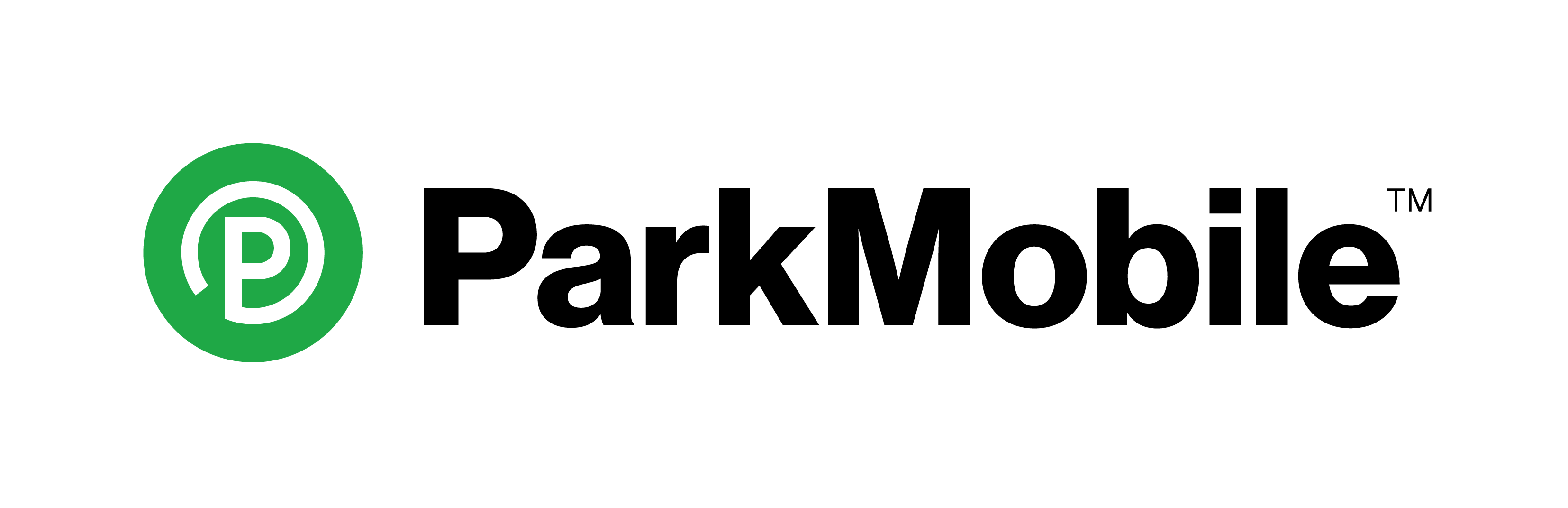 Green and white logo of ParkMobile followed by the name ParkMobile