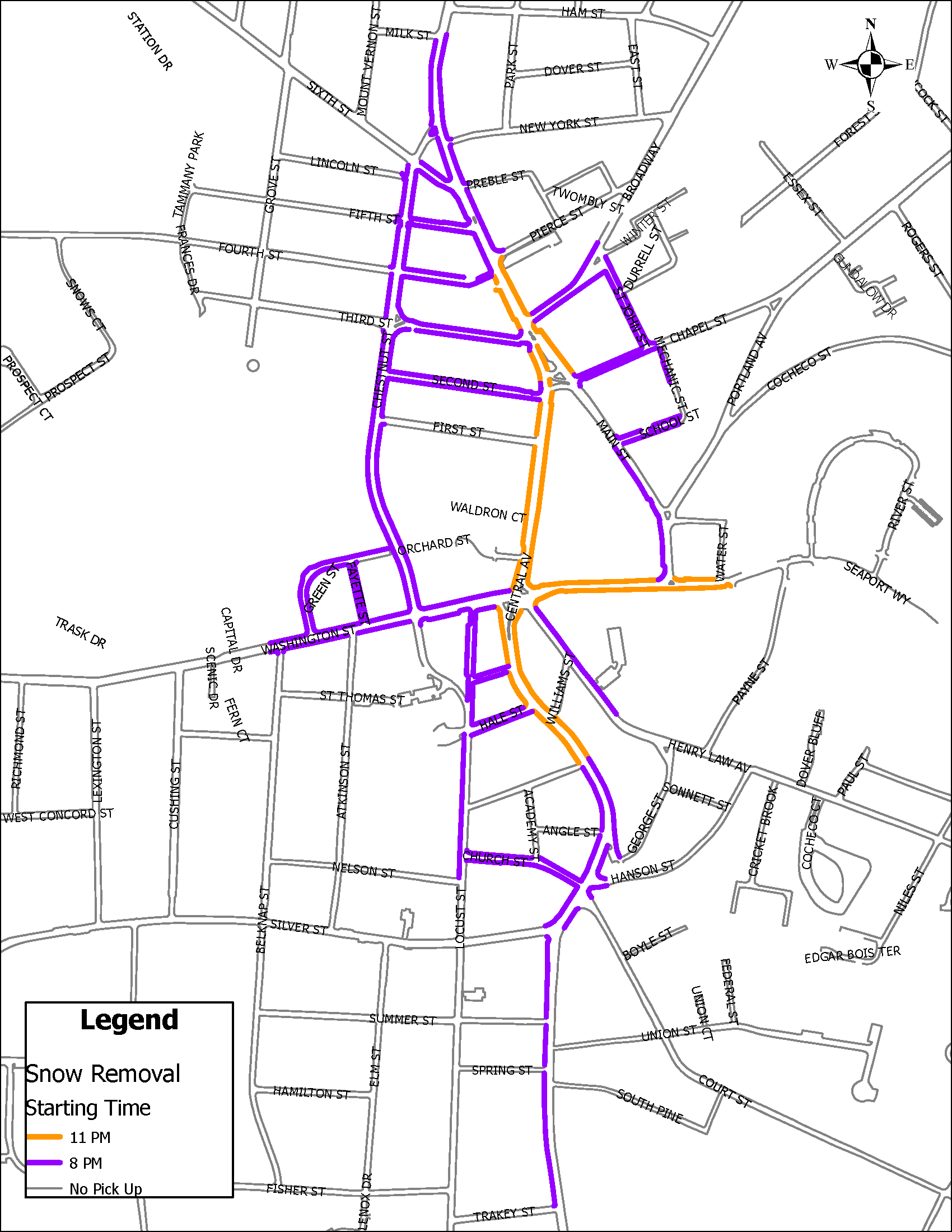 Downtown Snow Removal Map, 3/1/2026