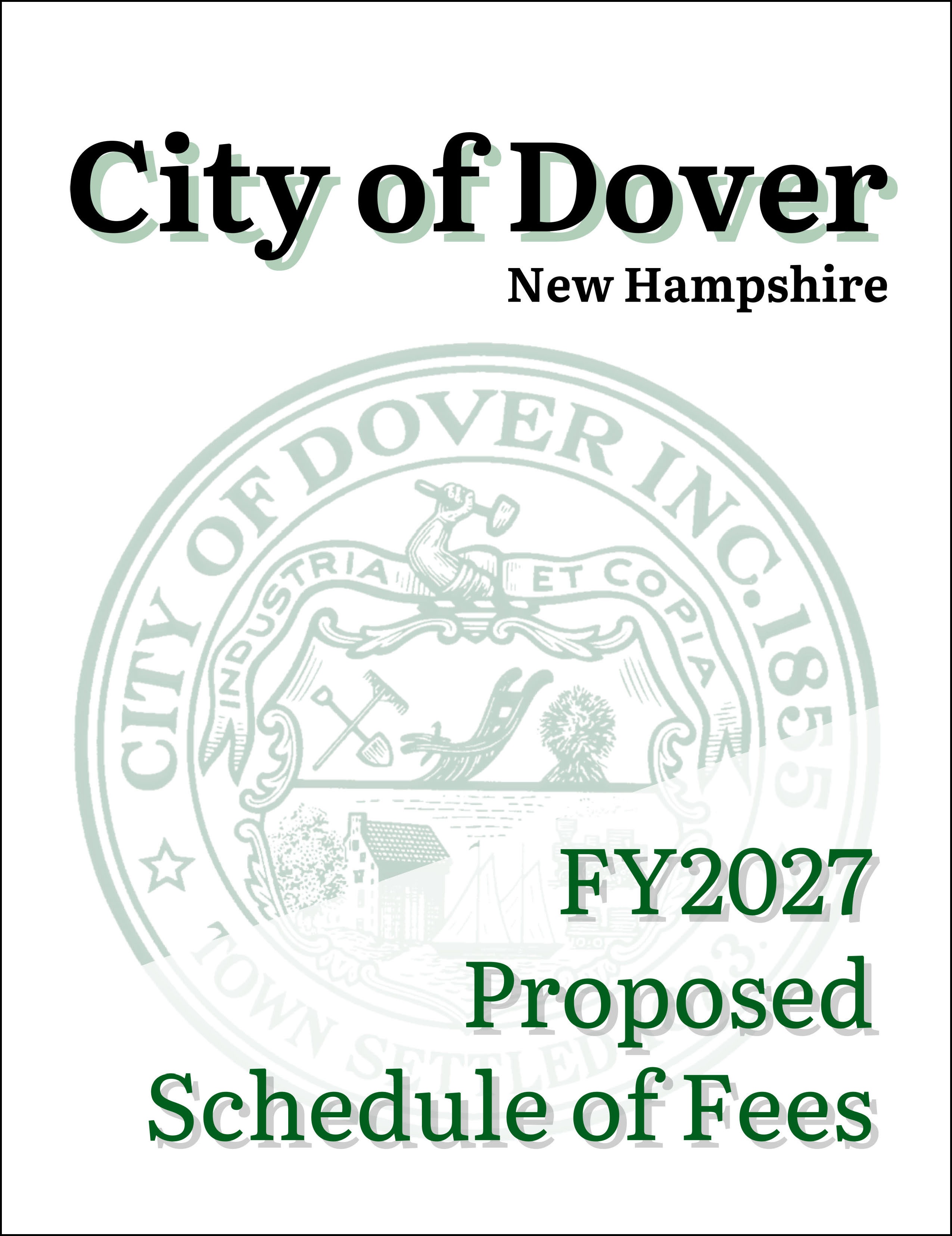 Cover of the FY27 proposed schedule of fees