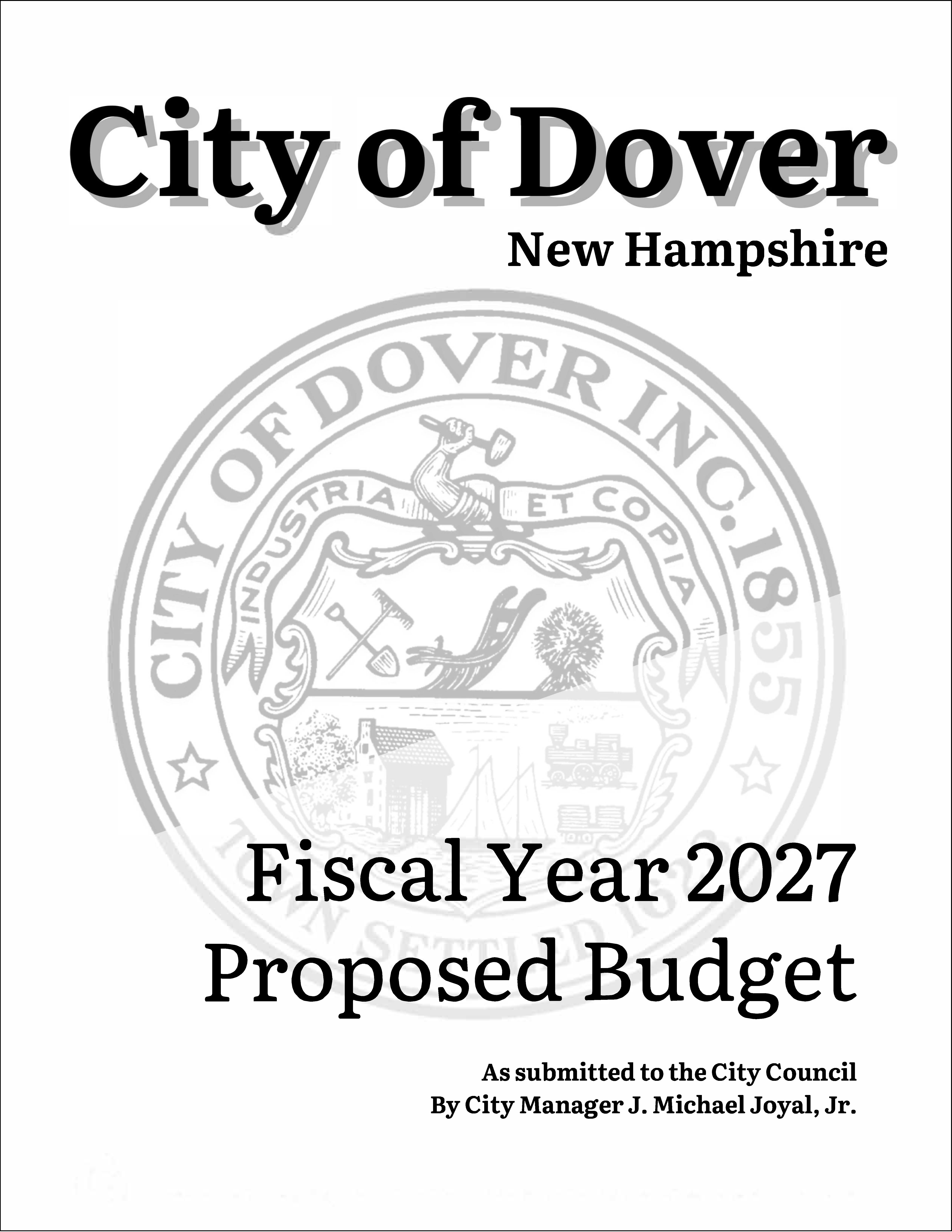 Cover of the FY27 proposed budget
