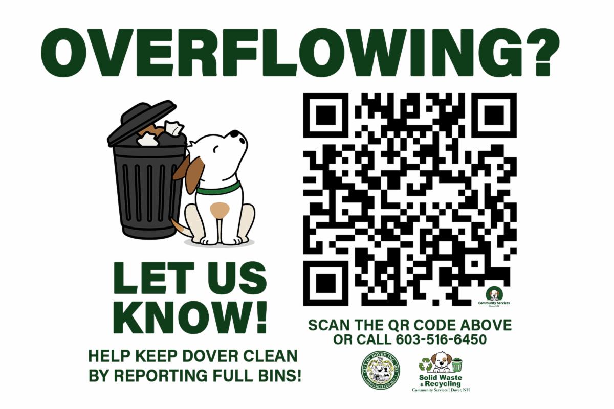 Image with QR code to help report overflowing trash