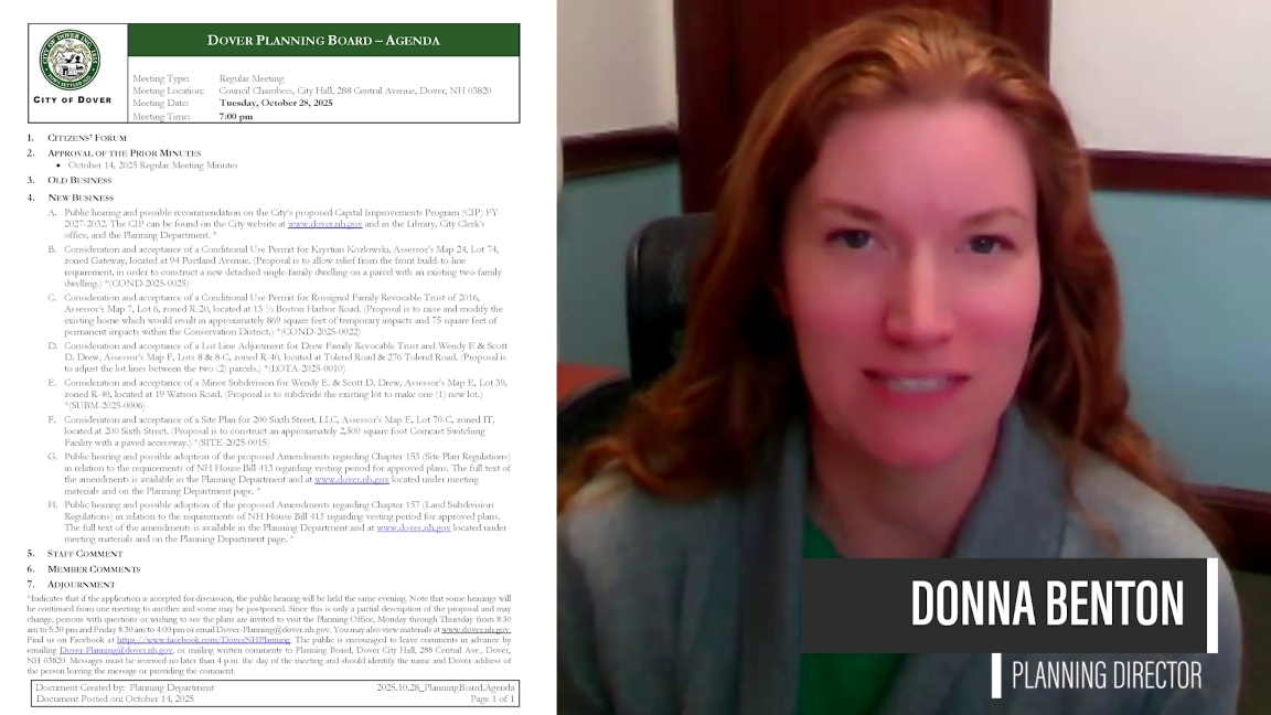 Planning Board Preview, 10/28/2025 Planning Board Preview, 10/28/2025