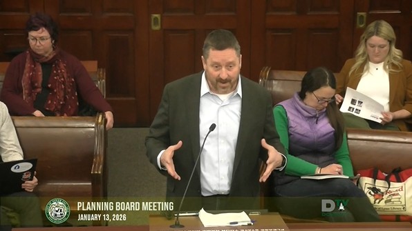 Video thumbnail of Planning Board meeting on 1/13/2026. A man is at the podium addressing the Planning Board